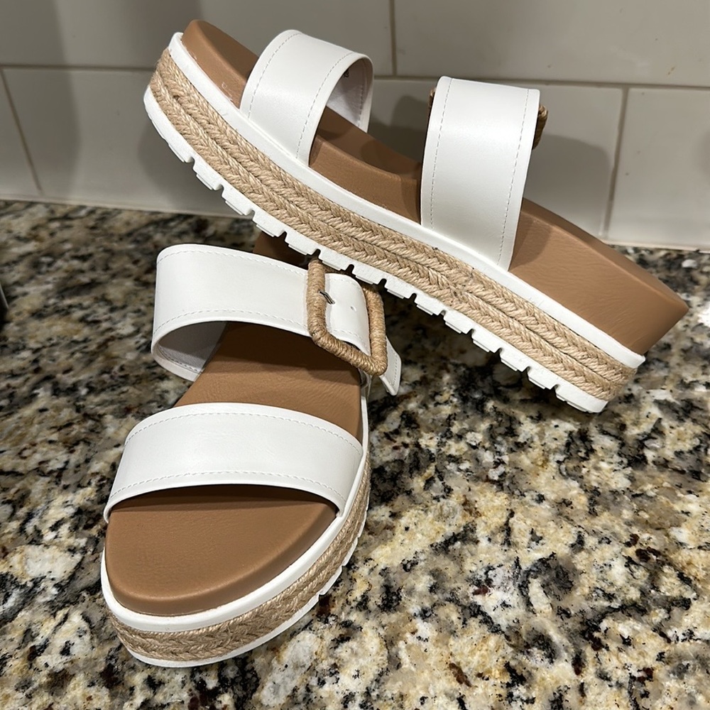 Francesca's Collections White Espadrille Sandals - Picture 2 of 5